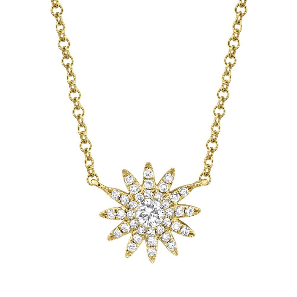 Yellow Gold Diamond Starburst Pendant - Nelson Coleman Jewelers