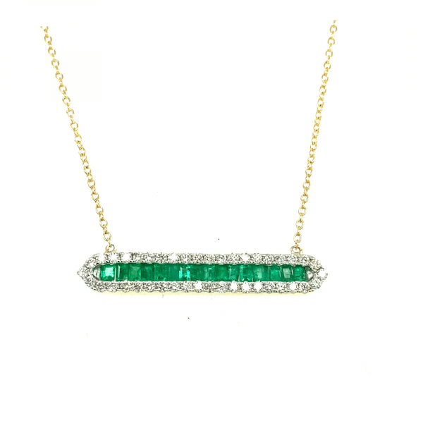 Emerald and Diamond Bar Necklace