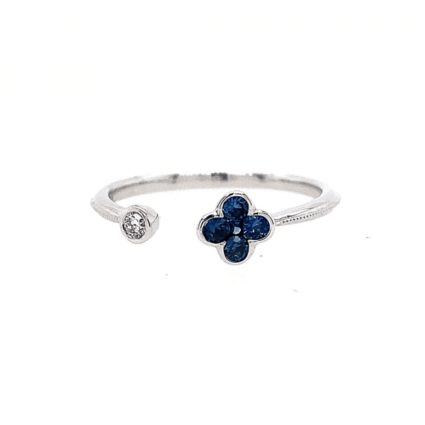 Sapphire Clover and Diamond Ring