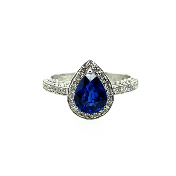 Estate Pear Shaped Sapphire and Diamond Ring