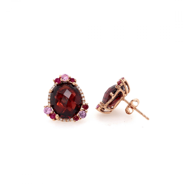 Garnet and Pink Sapphire Earrings by Bellarri