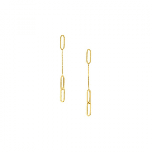 Paper Clip Earrings in Yellow Gold