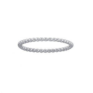 Stackable Beaded Ring in White Gold