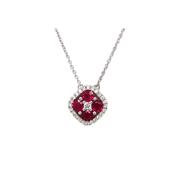 Ruby and Diamond Necklace in White Gold