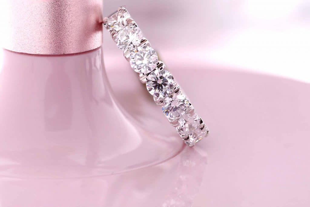 wedding band with lab created diamonds