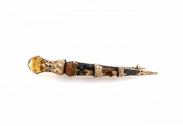 Estate Victorian Scottish Dirk Pin With Citrine and Agate