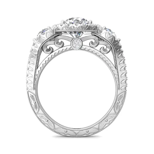 Three Stone Halo Engagement Setting by Martin Flyer