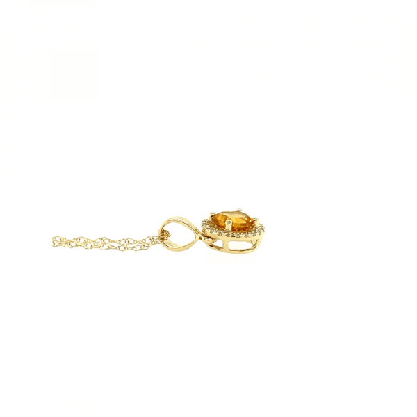 Citrine and Diamond halo pendant