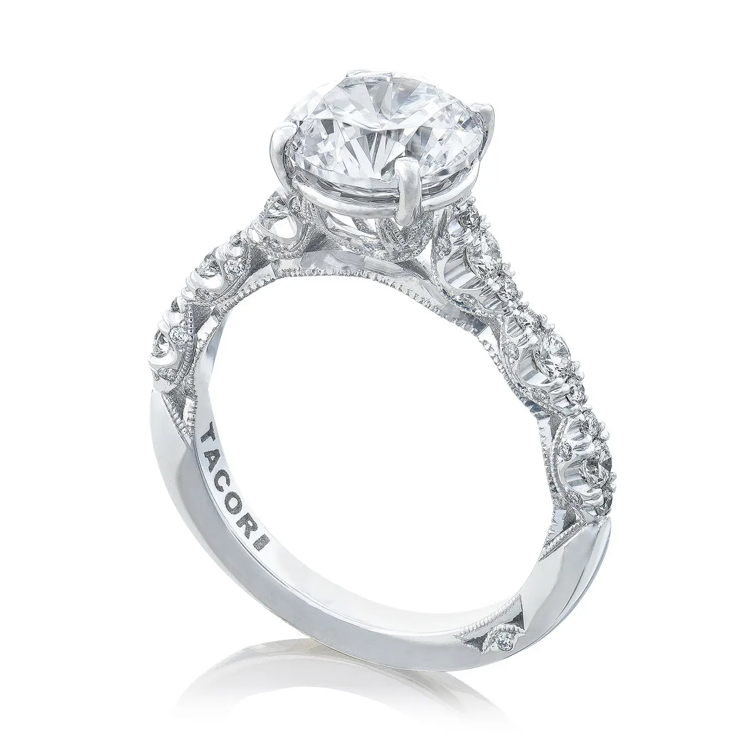 Petite Crescent Engagement Ring Mounting in White Gold by Tacori