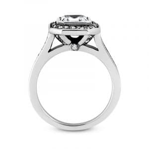 Asscher Halo Cathedral Semi-Mount by USNY