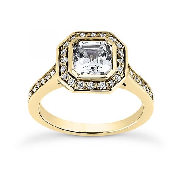 Asscher Halo Cathedral Semi-Mount by USNY
