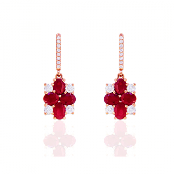 Ruby and Diamond Drop Earrings by Lali
