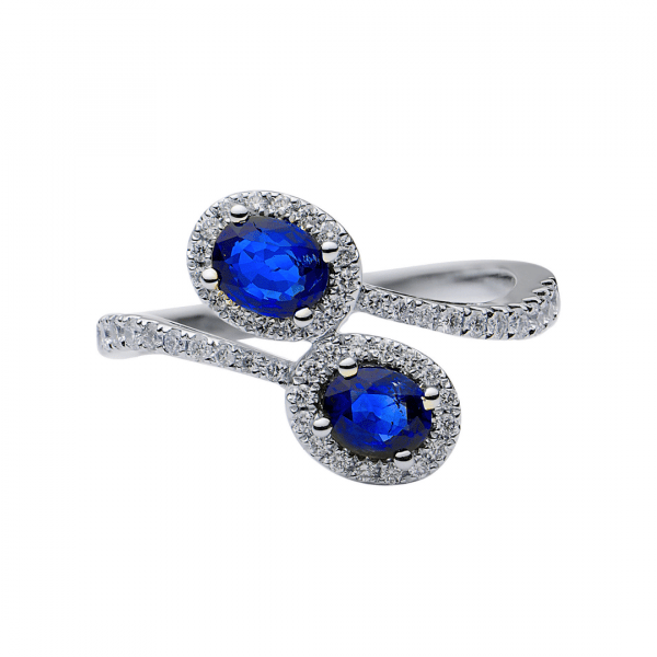 Sapphire and Diamond You and Me Ring