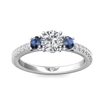 Three-Stone Sapphire Engagement Setting by Martin Flyer