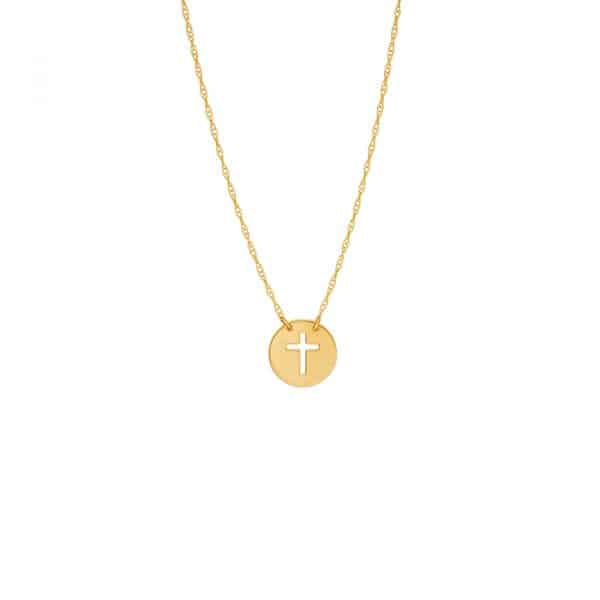 Cutout Cross Necklace in Yellow Gold