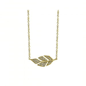 Diamond Pave Leaf Necklace by Shy Creation
