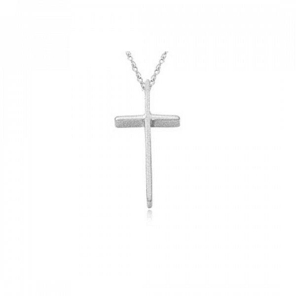 Small Cross Necklace in White Gold