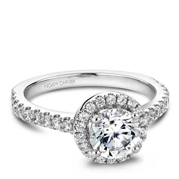 Round Halo Engagement Ring Semi-Mount by Noam Carver