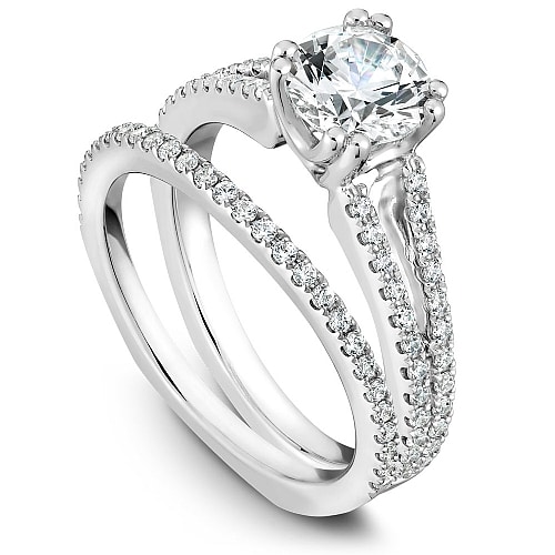 Split-Shank Engagement Setting with matching wedding band by Noam Carver