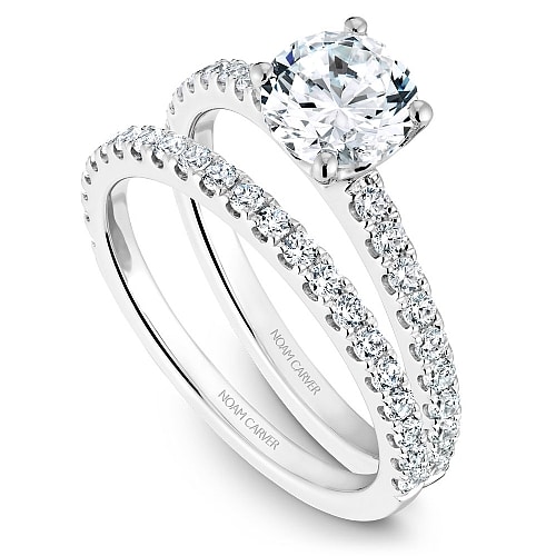 Classic Engagement Semi-Mount with matching wedding band by Noam Carver