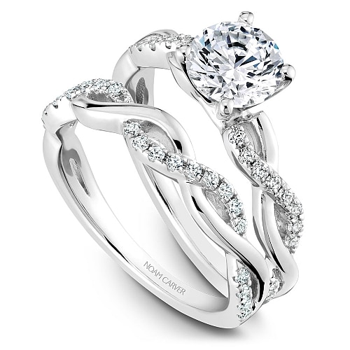 Diamond Twist Engagement Setting with matching wedding band by Noam Carver
