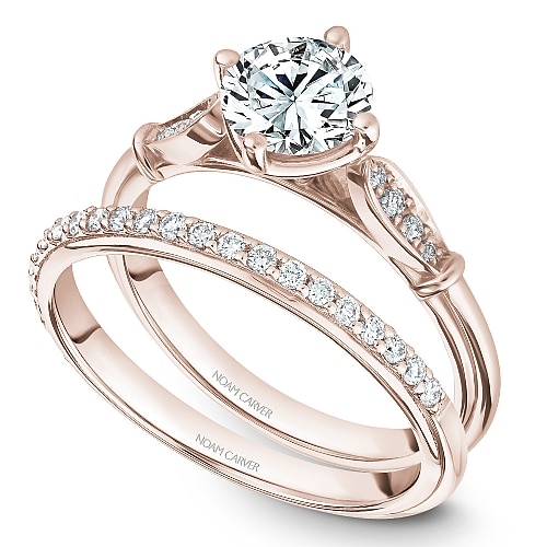 Tapered Cathedral Engagement Setting with matching wedding band by Noam Carver