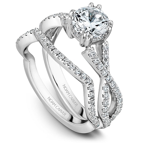 Braided Diamond Band Setting with matching wedding band by Noam Carver