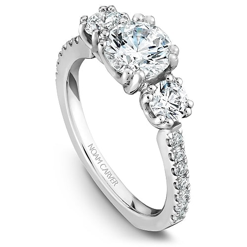 Three Stone Engagement Ring Semi-Mount by Noam Carver