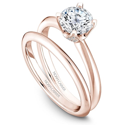 Diamond Blossom Engagement Setting with matching wedding band by Noam Carver