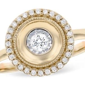 Satin-Finish Diamond Halo Ring in 14 karat yellow gold
