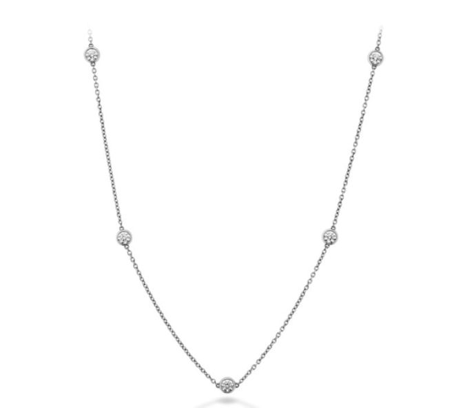 Diamond “By The Yard” Station Necklace in 18k White Gold by Hearts On Fire