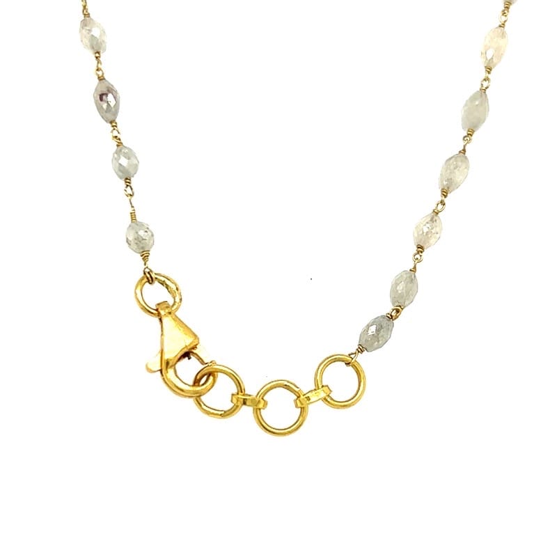 18 karat yellow gold necklace featuring 31.6 carats of rondelle cut gray diamonds, 36 inches in length.