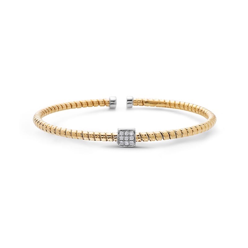 14K Rose Gold & White Gold Twisted Bangle Bracelet