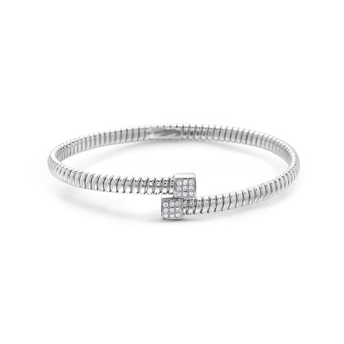 Diamond Bypass Cuff Bracelet in 18k White Gold