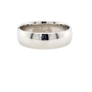 Platinum Wedding Band measuring 6mm wide with a domed style and polished finish