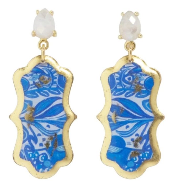 Delft Moonstone Drop Earrings by Evocateur