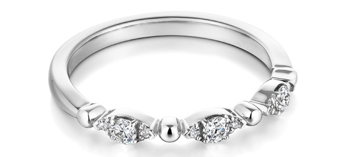 Regal Diamond Band in 18k White Gold by Hearts On Fire