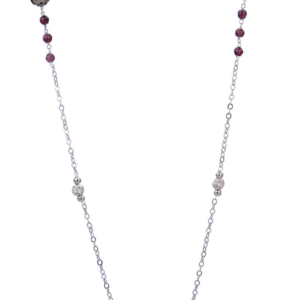 Tahitian Baroque Pearl and Garnet Station Necklace in Sterling Silver