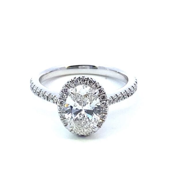 Lab-Grown Oval Diamond Halo Engagement Ring