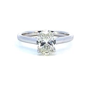 Lab-Grown Oval Diamond Solitaire Engagement Ring weighing 1.54 carats total weight in 14 karat white gold