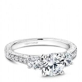 Three-Stone Diamond Engagement Ring Mounting by Noam Carver