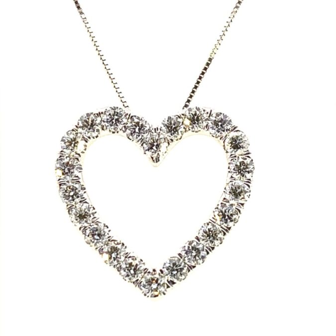 Lab-Grown Diamond Open Heart Pendant Necklace in 14k White Gold