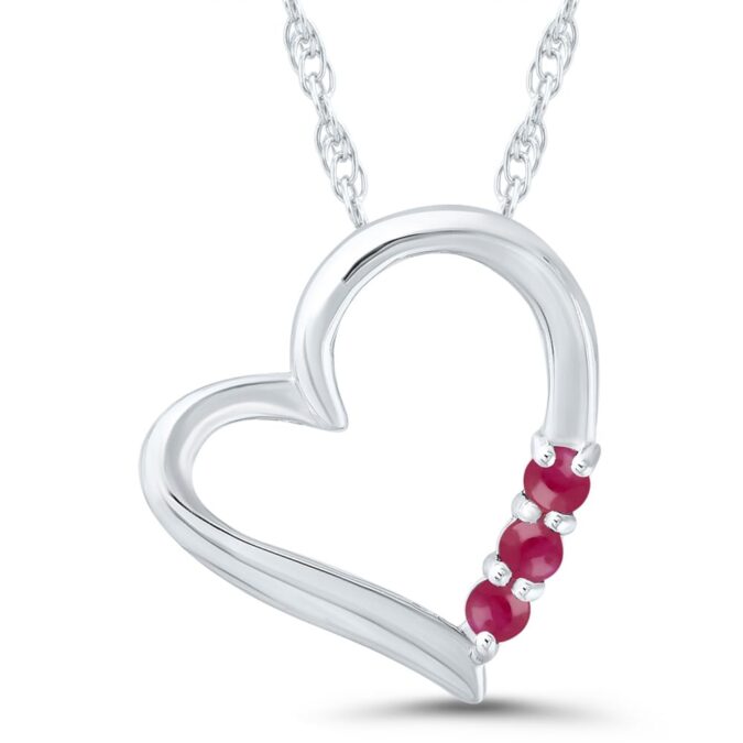 LoveFire Ruby Heart Pendant Necklace in 14k White Gold by Tache