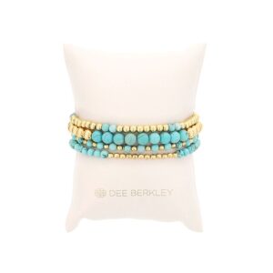 Blue Howlite and Gold-Filled Bead 4-Bracelet Set