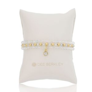White Topaz and Gold-Filled Bead 3-Bracelet Set