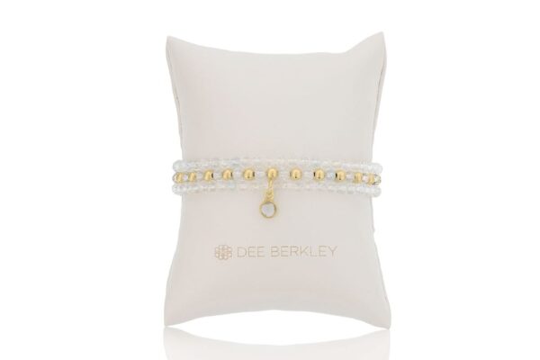 White Topaz and Gold-Filled Bead 3-Bracelet Set