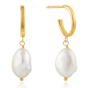 Baroque Pearl Drop Mini-Hoop Earrings by Ania Haie