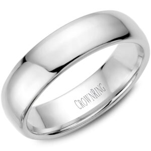 6mm Lightweight Dome Band in 14k White Gold by Crown Ring