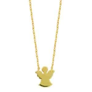 Mini Angel Pendant Necklace in 14k Yellow Gold