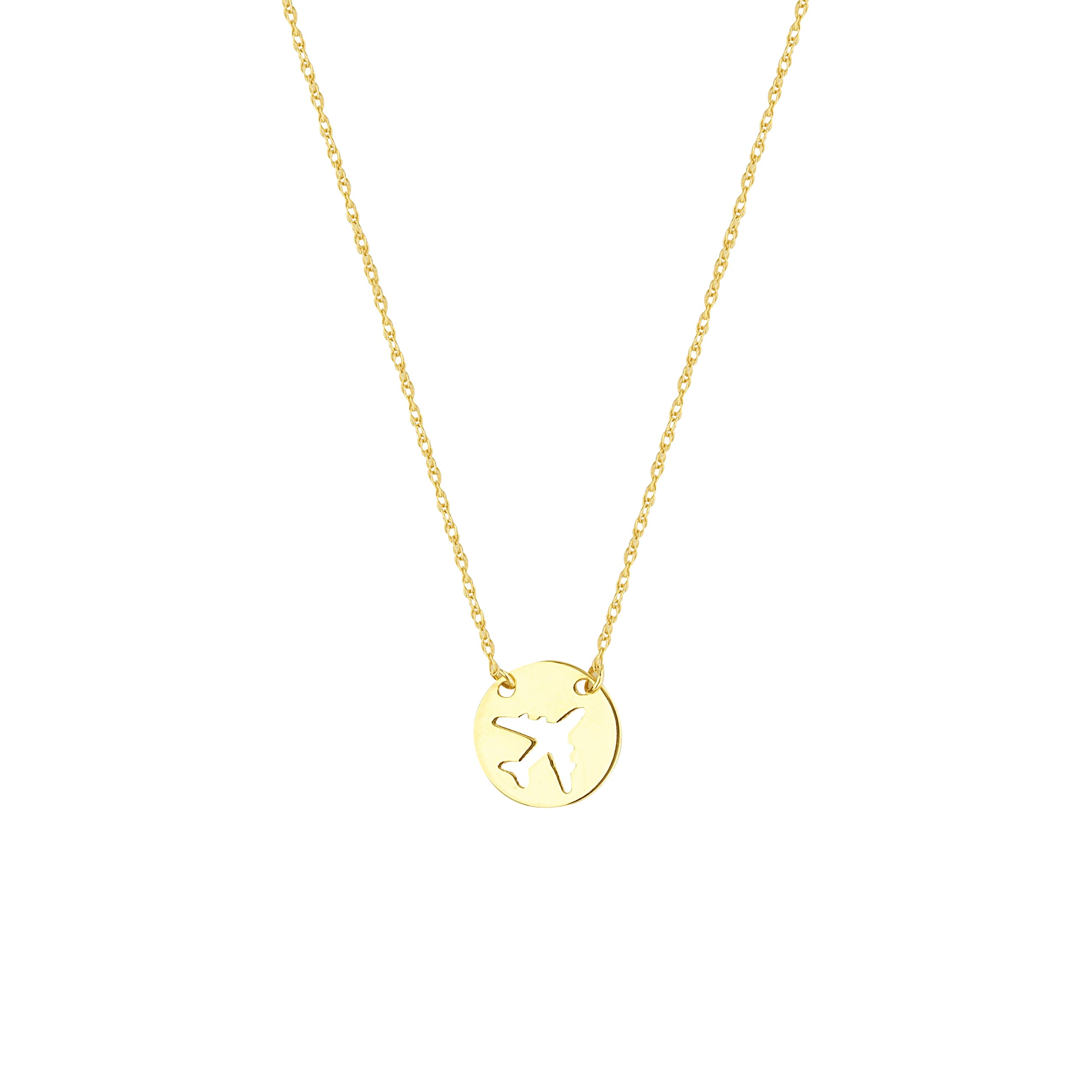 14K Yellow Gold Airplane Necklace
